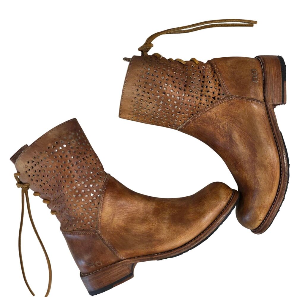 NEW Bed|Stu Bridgewater Boots 6 Driftwood Leather Perforated Boho Western Grunge - Picture 3 of 10
